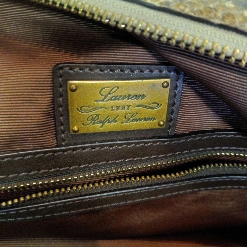Ralph Lauren Python Pattern Bag with Dark Brown Trim - Picture 9 of 13